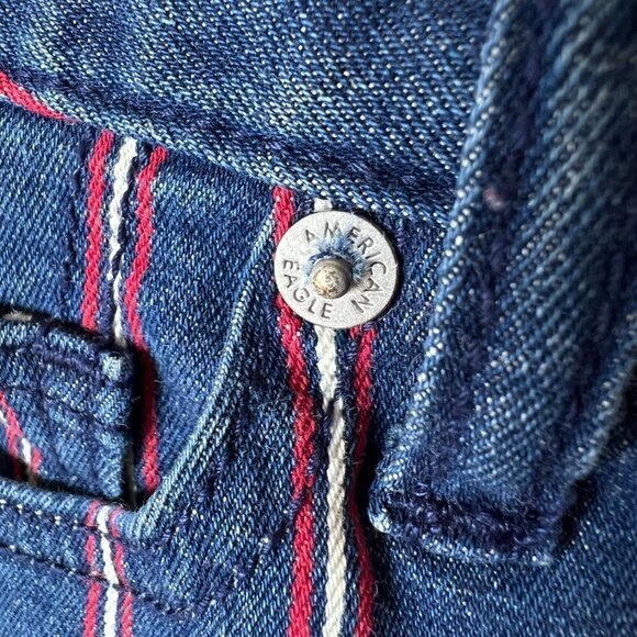 American Eagle Mini Skirt Womens Size 2 Red, White, Blue Stripe Denim July 4th - Picture 9 of 16